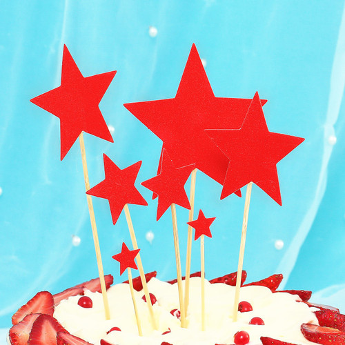 成品发货爱心插卡套装唯美蛋糕装饰插牌五角星红色生日蛋糕插牌