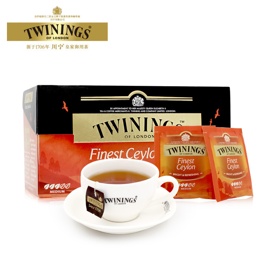 Twinings锡兰红茶包25片川宁进口袋泡茶斯里兰卡茶叶奶茶用茶