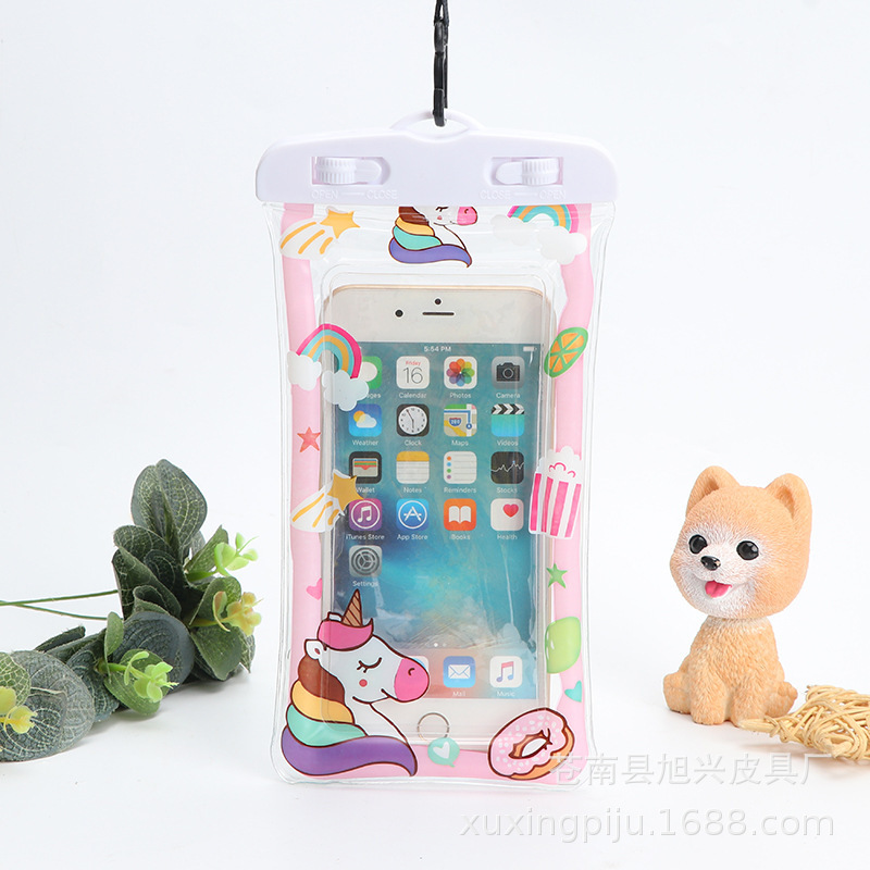 New cartoon airbag mobile phone waterproof bag inflatable floating mobile phone bag touch screen to answer the phone big screen splashing water