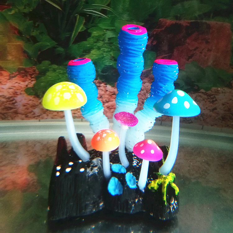 Tanque de peces simulación perezoso falso coral planta acuario paisaje decoración plástico suave paisaje luminoso