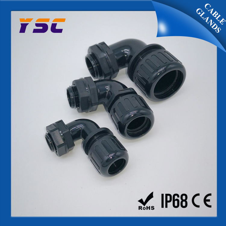 90度防水软管接头M32-AD34.5弯角防水浪管接头直角波纹管接头