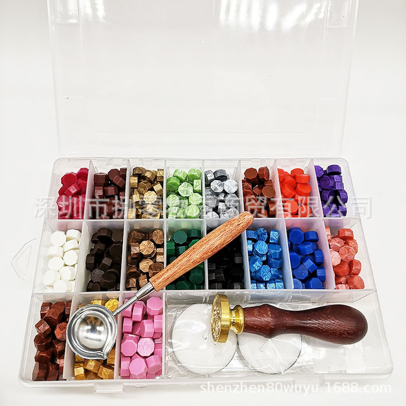 火漆蜡粒火漆印章复古火漆密封蜡专用蜡火漆蜡封口字母蜡盒装套装