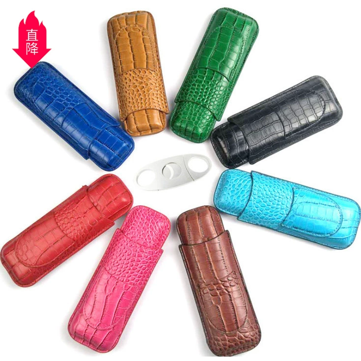 Спот сигарный чехол раздача ножницы для путешествий портативный защитный чехол из коровьей кожи увлажняющий зеленый крокодил