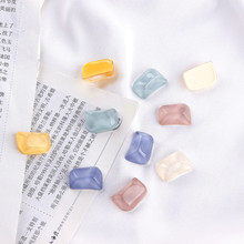 DIY异态冰山手作五彩湖水波纹清新不规则方块耳钉耳饰饰品配件