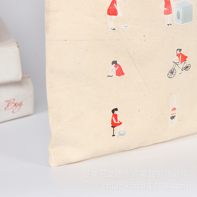 Estudiante de moda portátil en Blanco Bolsa de lona al por mayor regalo creativo compras ropa hombro color impresión bolsa de lona en stock