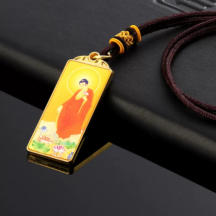 厂家生产2024新款彩色佛牌南无啊弥陀佛挂件毛衣链批发吊坠