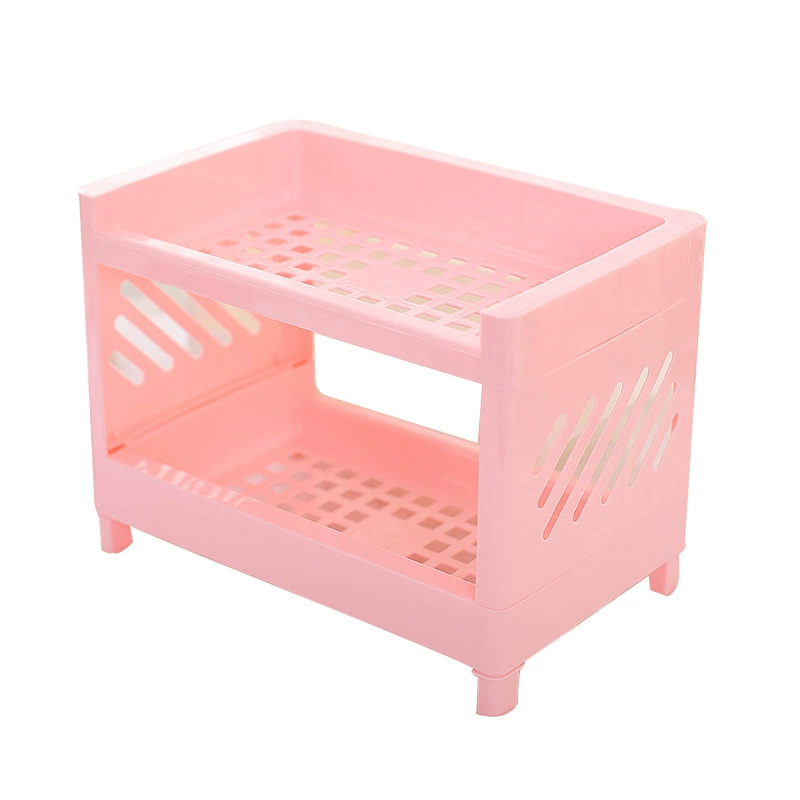 Двухъярусная стойка для хранения Yingcai – 19,58×13,28×10,24 см, 0,5 кг; 4 цвета: розовый, белый, зелёный, серый