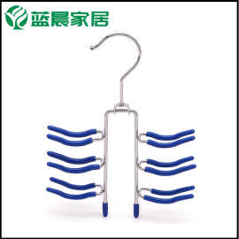 一体架多用浸胶衣架裤架 丝巾架毛巾架双排挂多功能衣架源头工厂