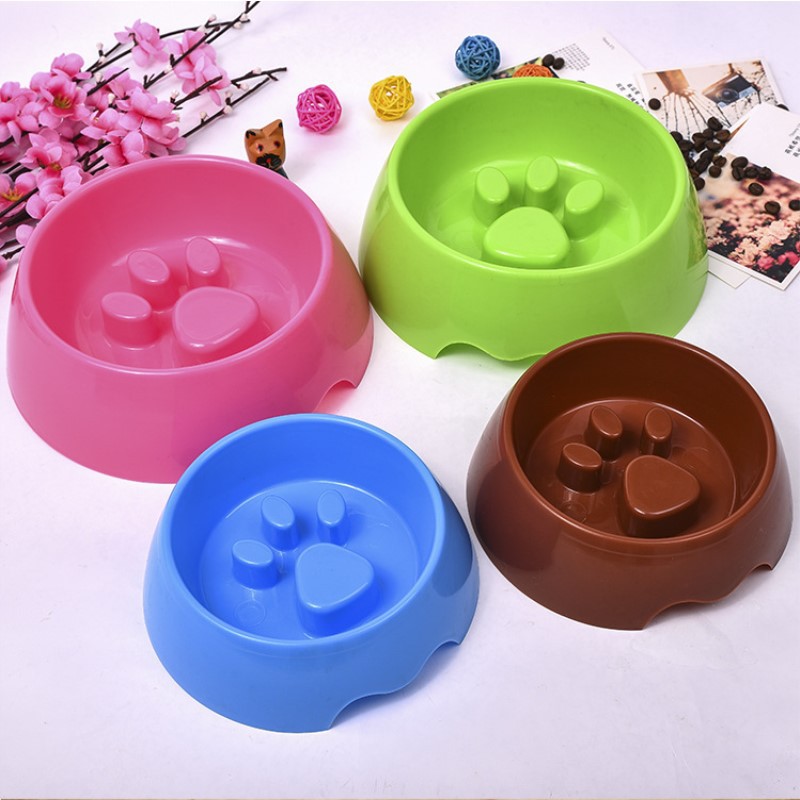 Nuevo Slow Food Pet Bowl Slow Food Bowl CONJUNTO DE ALIMENTOS PARA PERROS huellas de personalidad cachorro anti-choke Stop Food Bowl suministro directo de fábrica
