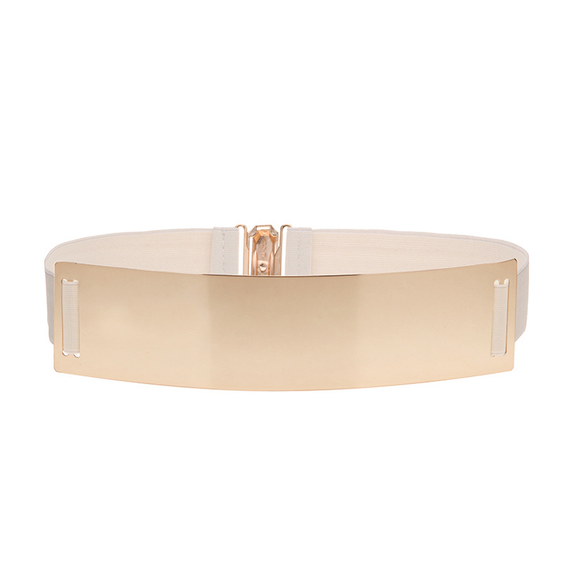 Xu Xiaoxiao misma hoja de metal estilo Coreano espejo oro cinturón ancho elástico decorativo las mujeres la cintura del sello A81