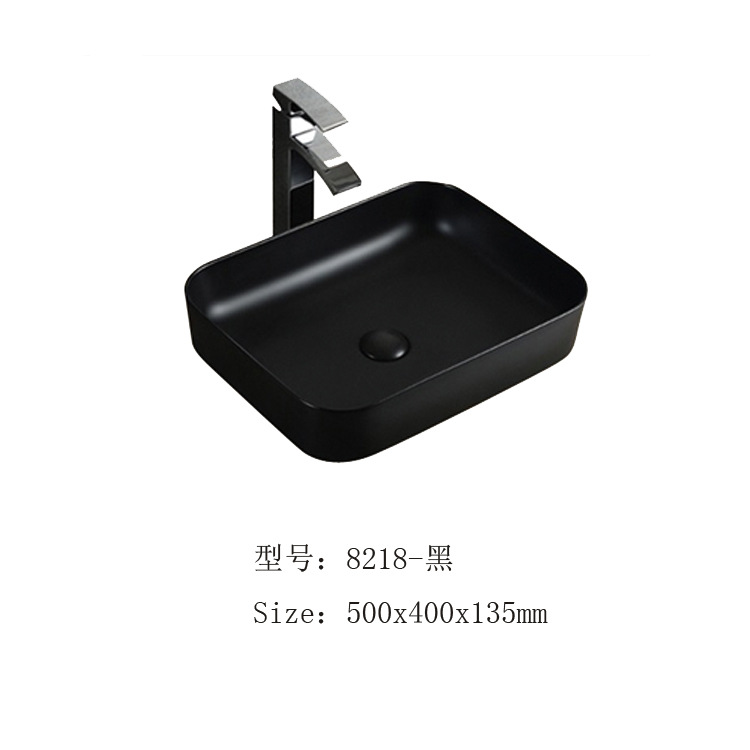 Hengying lavabo Cuenca del arte de cerámica de alta temperatura negro cuadrado Mesa redondeada cuenca estilo Nórdico simple moda