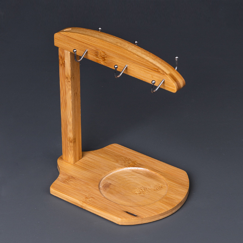 Portavasos de bambú, taza, estante de vidrio, soporte de almacenamiento de taza de agua de protección ambiental, estante de taza de café para el hogar al por mayor