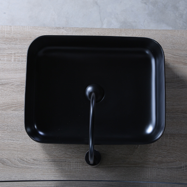 Hengying lavabo Cuenca del arte de cerámica de alta temperatura negro cuadrado Mesa redondeada cuenca estilo Nórdico simple moda