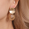 Retro woven earrings, metal accessory from pearl, European style, simple and elegant design