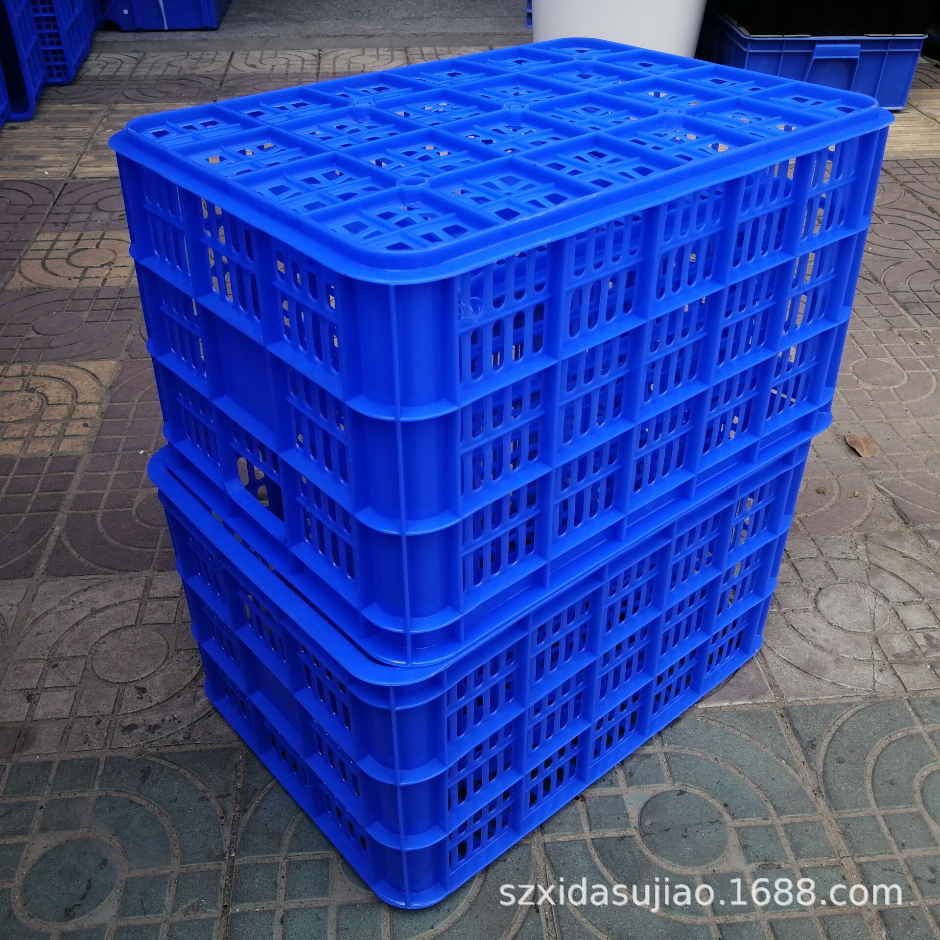 批发带孔塑料箩 608*423*-248 工厂物料收纳箱 仓库 周转筐