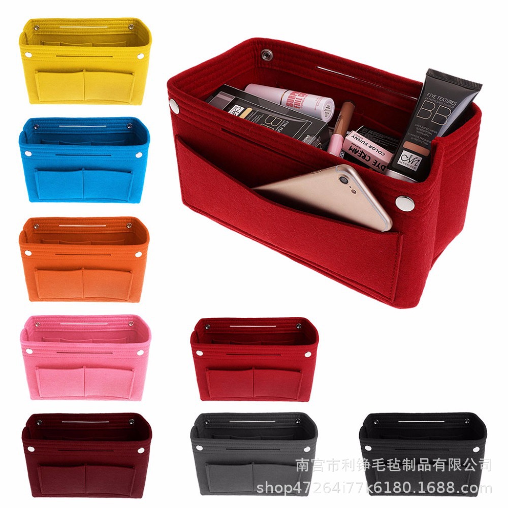 大容量毛毡收纳包简约纯色便携化妆品杂物收纳中包印logo手拿包