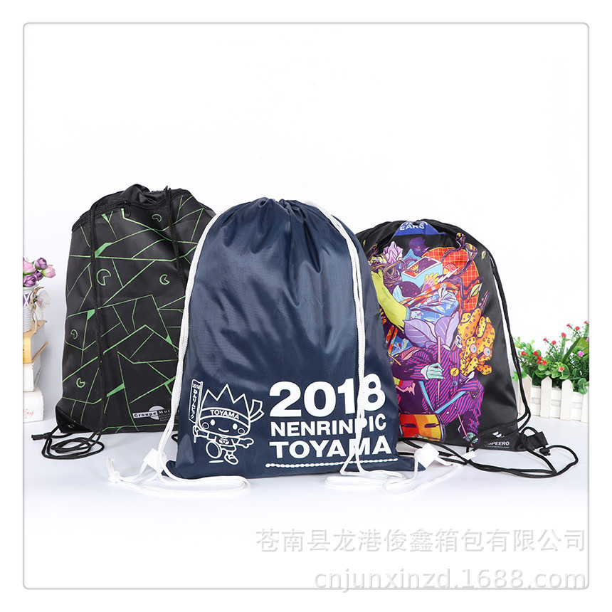 Bolsa de almacenamiento de juguetes de dibujos animados al por mayor estudiante publicidad mochila bolsa de poliéster película cordón bolsa de cordón logotipo impreso