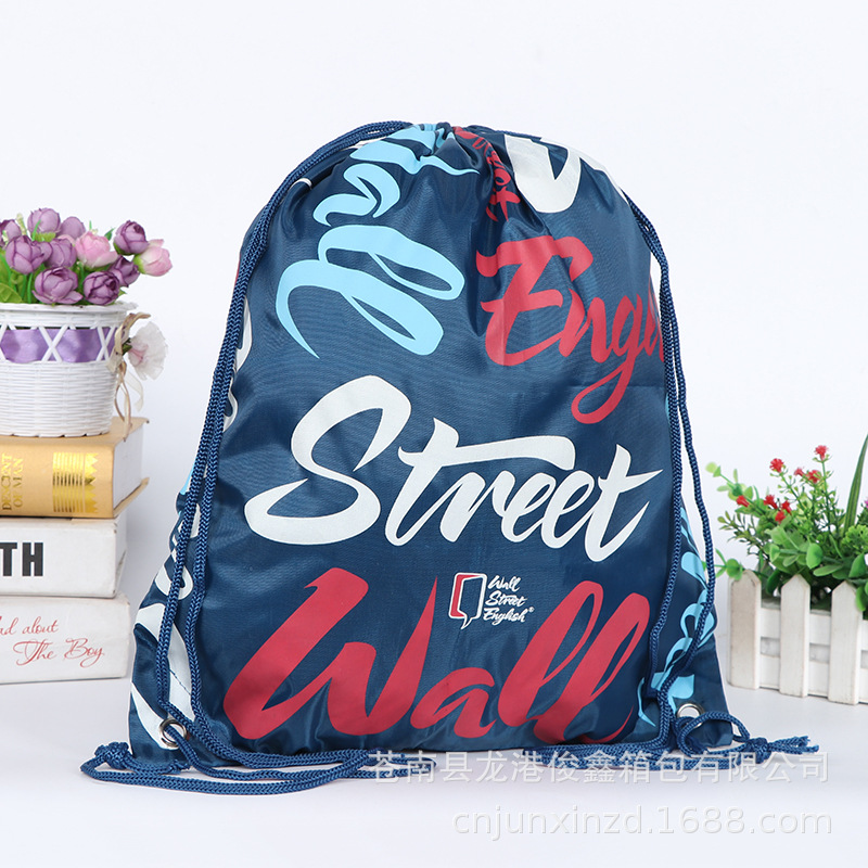 Bolsa de almacenamiento de juguetes de dibujos animados al por mayor estudiante publicidad mochila bolsa de poliéster película cordón bolsa de cordón logotipo impreso