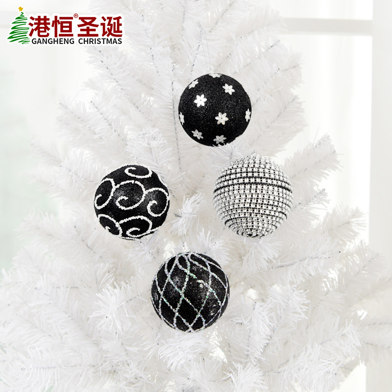 Hong Kong Heng 8cm BOLA DE Navidad pintada de negro decoraciones del árbol de Navidad 10cm de plata espuma negra decoración pegajosa BOLA DE Navidad de gama alta