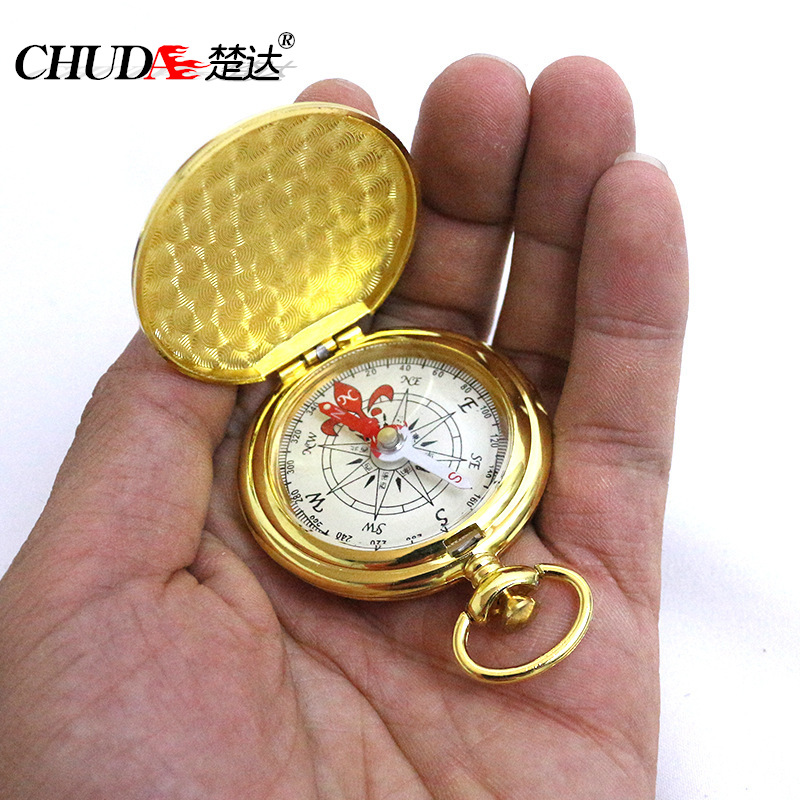 楚达车载铜指北针 G51夜光怀表指南针 带盖精美小礼品