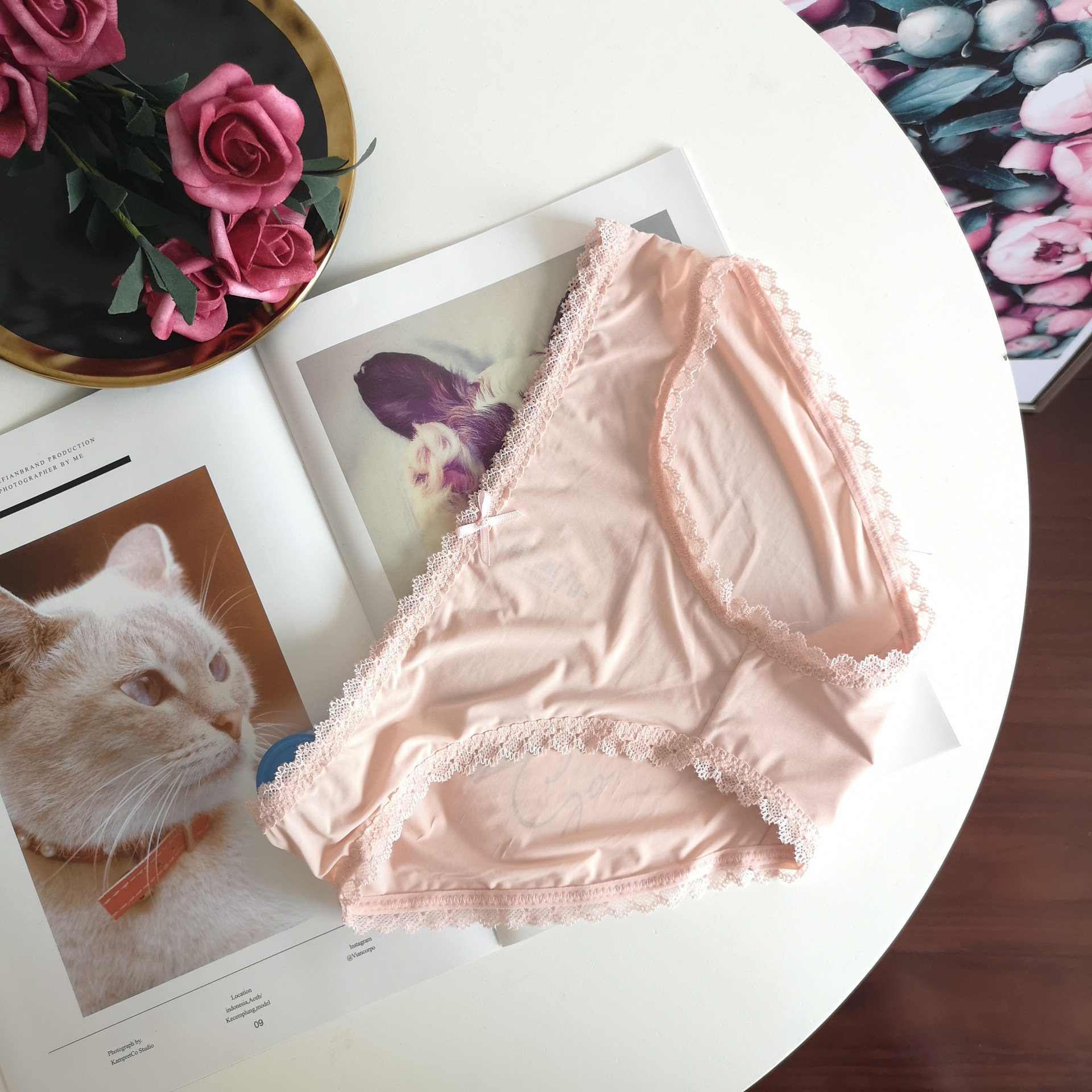 INS estilo cómodo color sólido simple cintura media estudiante ropa interior de seda de hielo verano de las Mujeres Nuevo estilo japonés Dalian caliente