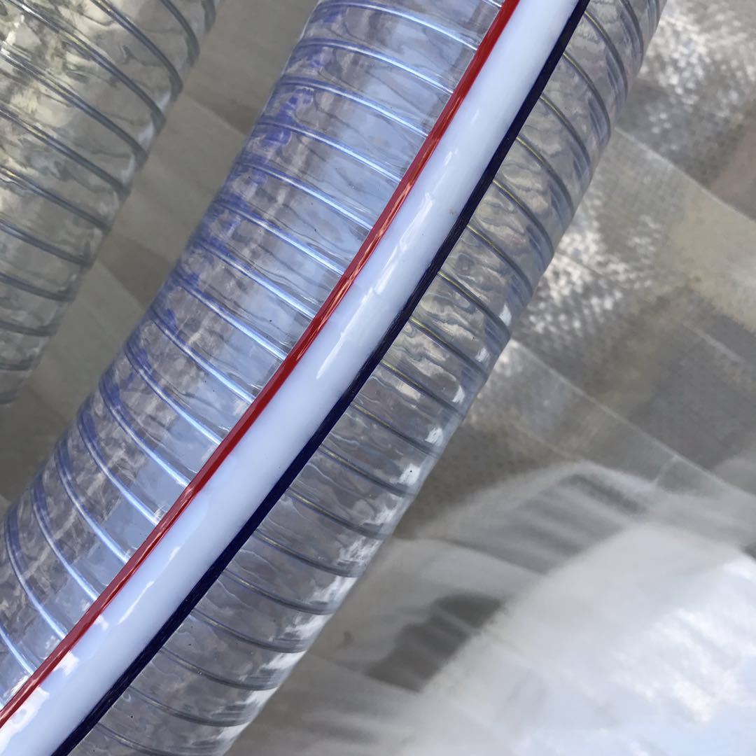PVC红白蓝三条标志线钢丝软管 耐寒 耐油不易被酸碱抽水抽沙管