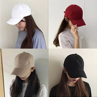 Cross-Border Printable Logo Pure Color Hat for Women Spring and Summer K-Style Versatile Peaked Cap Curved Brim Trendy Deep Top Baseball Cap for Men