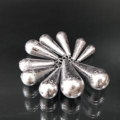 Water drop sinker, drop-shaped sinker with bad sinker, through sinker, sea rod sinker, casting rod sinker, fishing sinker, long-range sinker