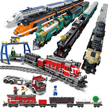 开智积木城市列车轨道车和谐号高铁动车电动火车复兴号拼装玩具