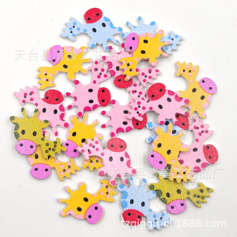 Colorido jirafa de dibujos animados madera hermosa decoración hecha a mano los niños 50 unidades un paquete