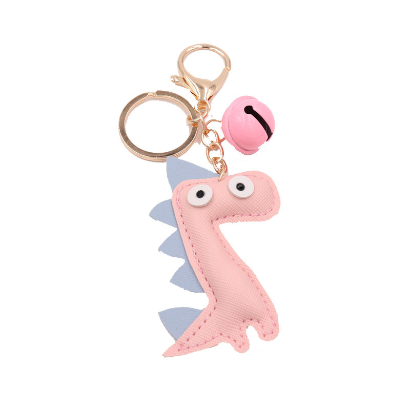 Llavero dinosaurio creativo PU bolso de cuero colgante personalizado campana de cuero llavero de coche adornos regalo
