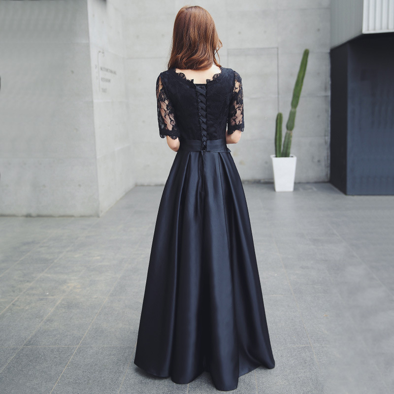 Pequeño vestido para las mujeres 2024 verano nuevo negro largo elegante adelgazar vestido de noche para damas vestido de banquete