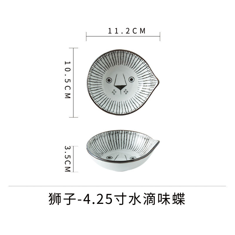 Creativo de cerámica estilo japonés bajo vidriado pintado a mano japonés vajilla gato gota de agua tazón de arroz ramen tazón salsa plato