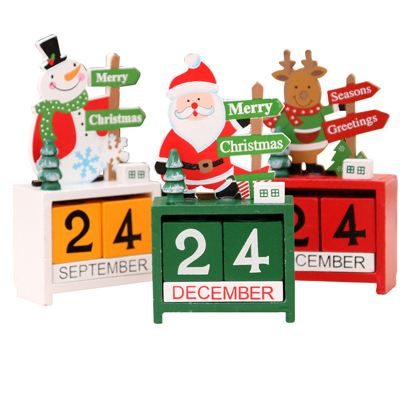 Navidad regalo creativo Calendario de madera decoración adornos pequeños suministros de decoración de Navidad adornos de regalo de Navidad para niños