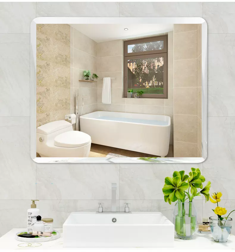 无框浴室化妆镜子壁挂卫生间半身穿衣镜欧式酒店洗手间装饰镜批发