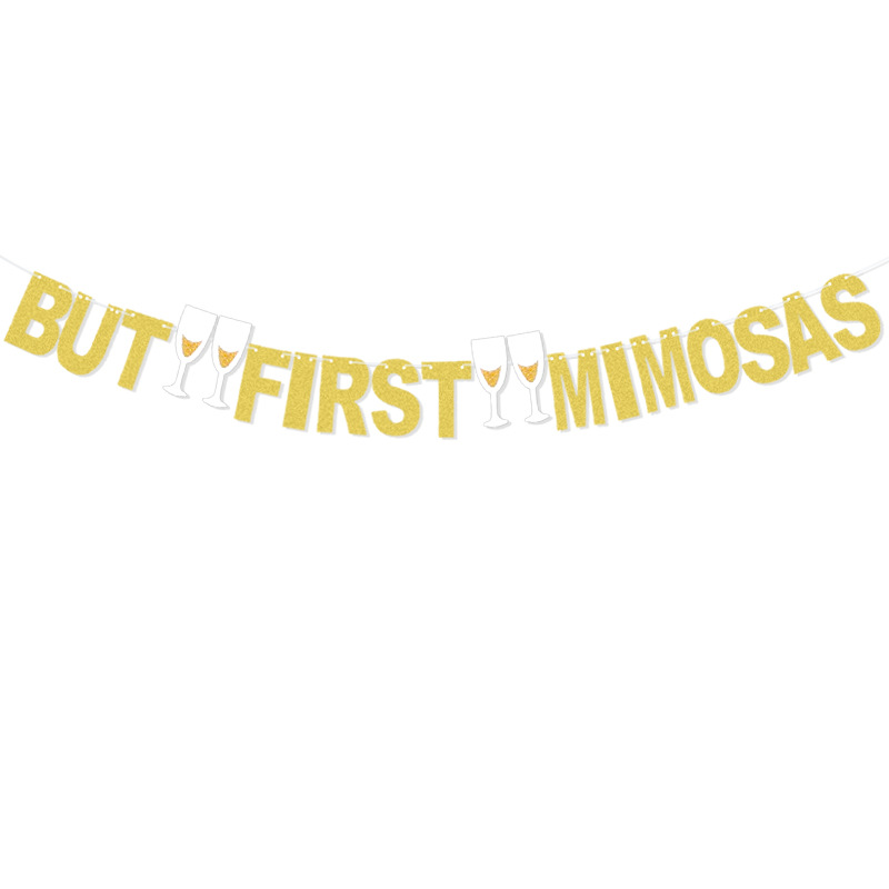 Sola fiesta decoración de oro carta tire de la bandera tirón de la flor de suministro directo de fábrica PERO FLRST MIMOSA brillo tire de la flor