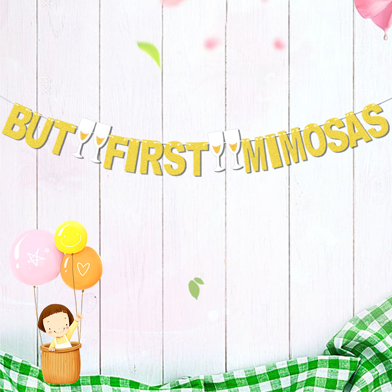 Sola fiesta decoración de oro carta tire de la bandera tirón de la flor de suministro directo de fábrica PERO FLRST MIMOSA brillo tire de la flor