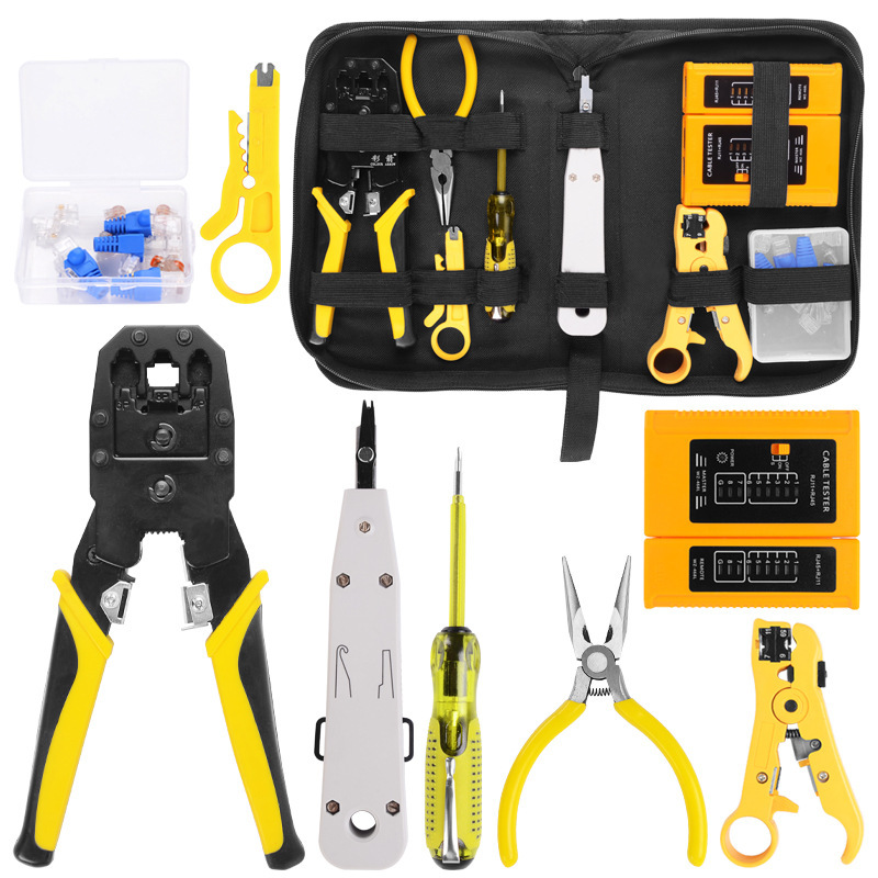 Multifunctional Network Cable Pliers and Screwdriver Set, Network Crystal Head Crimping Pliers Repair and Maintenance Tool Kit