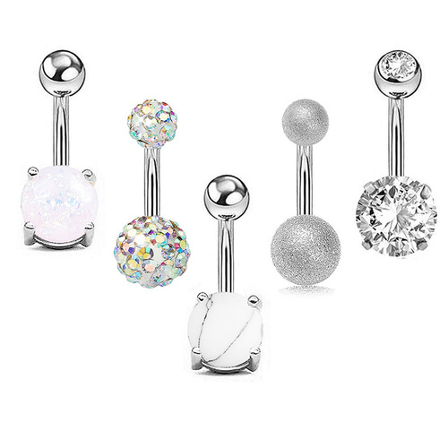 Amazon wish exquisite opal turquoise belly button nail 5-piece set combination rose gold zircon belly button ring