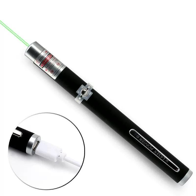 USB充电绿光笔单点 激光镭射笔绿激光手电可充电教鞭 售楼指示笔