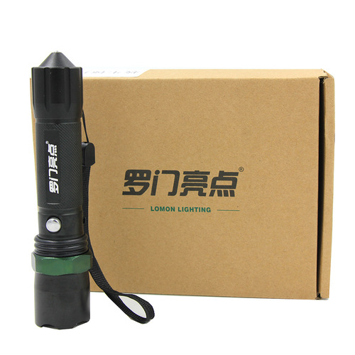 Luomen Lighting LED rechargeable strong light long-range lithium-ion flashlight outdoor rotating zoom strong light flashlight