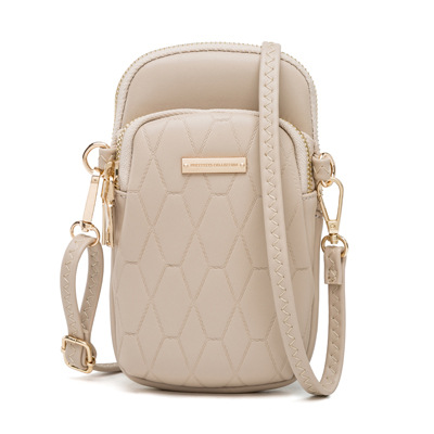 Bolso del teléfono móvil de las mujeres de estilo Japonés y Coreano DE LA PU de superficie suave de la Tela Escocesa cremallera vertical oreja línea agujero del hombro bolsa de mensajero de gran capacidad bolsa de mensajero