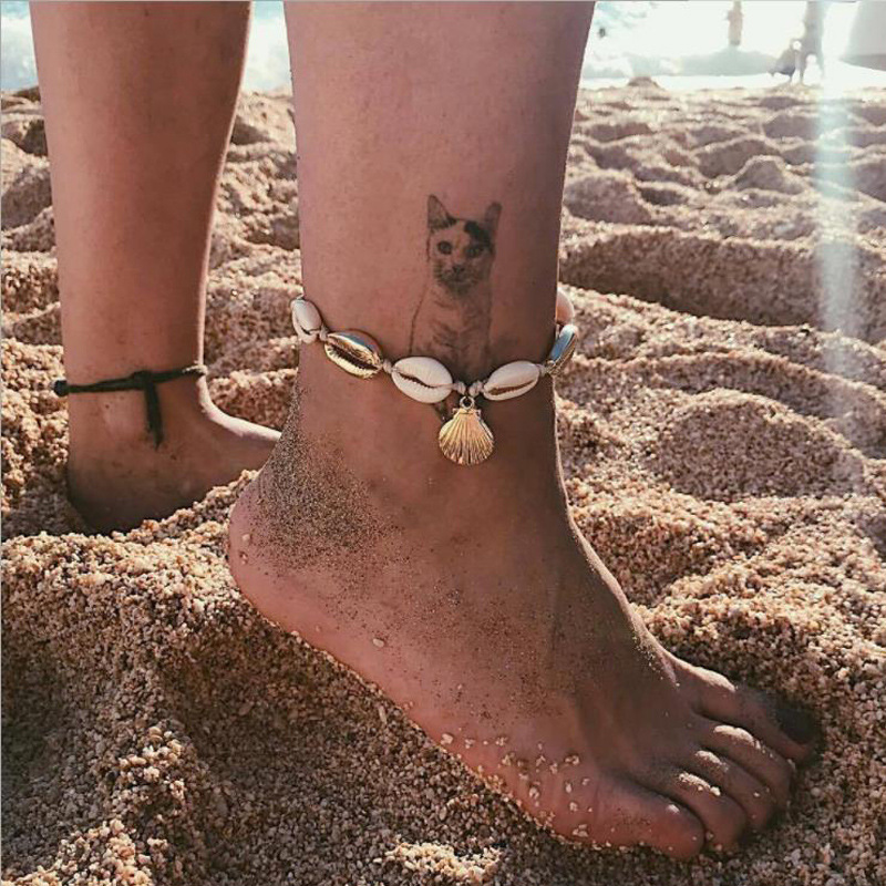 Cross-border fashion and trendy personality seashell woven ankle chain for women, new beach ankle chain accessory