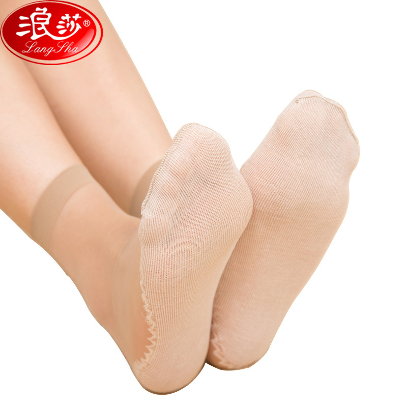 랑샤 면촉감 짧은 스타킹 여름용 얇은 스타킹 여성용 투명 레그삭스 면 소재 미끄럼 방지 내구성 초박형