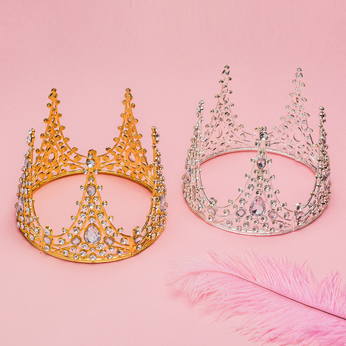 Baroque Black Retro Crown Birthday Cake Baking Decoration Luxurious Queen Complete Ring Large Crown Wholesale