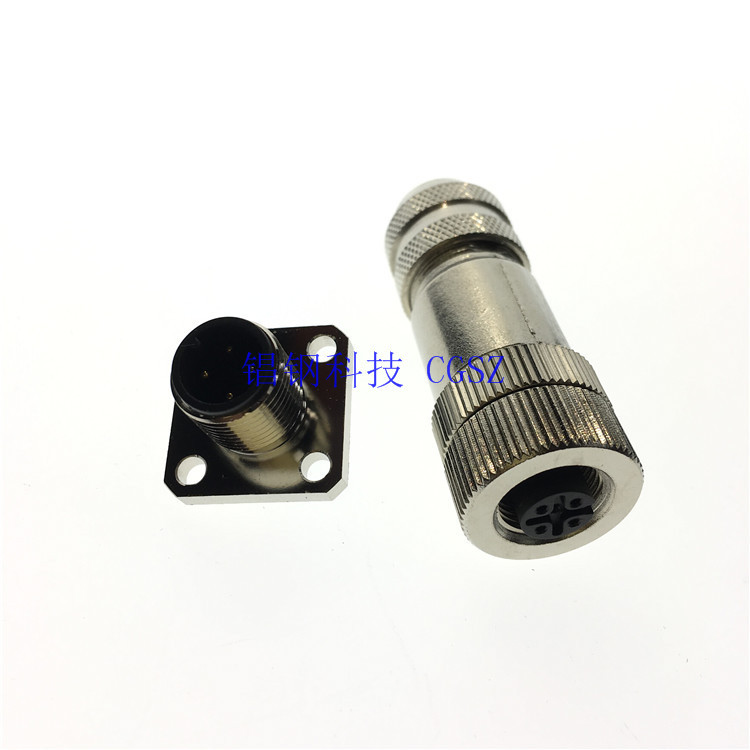 M12 ����4��ֱ��ͷ �������η��β��� Բ�κ��ղ�ͷ4оIP67������