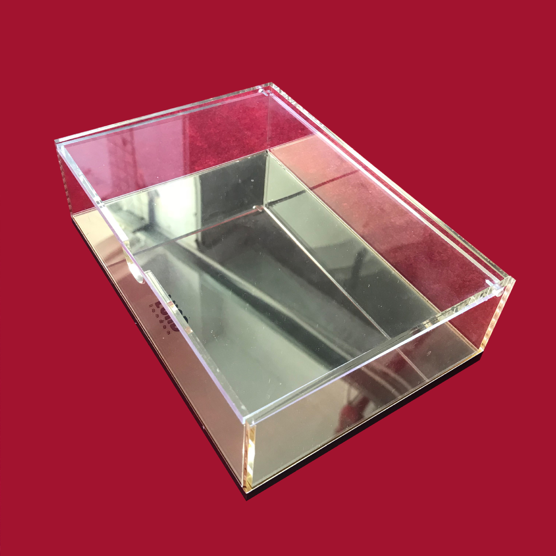 镜面亚克力盒子 有机玻璃金镜盒 翻盖盒 深圳沙井定做加工