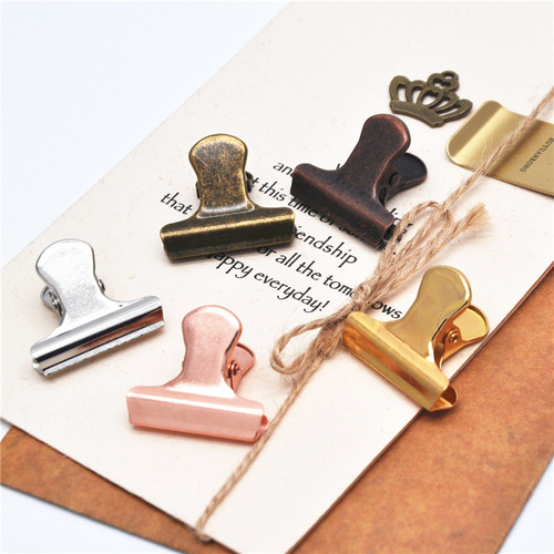 Retro metal long tail clip gold stationery handbook rose gold phoenix tail clip bill clip brass small clip