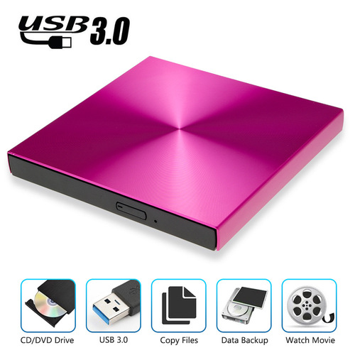 Aluminum alloy shell USB3.0 external DVD burner CD player notebook optical disc drive rose red