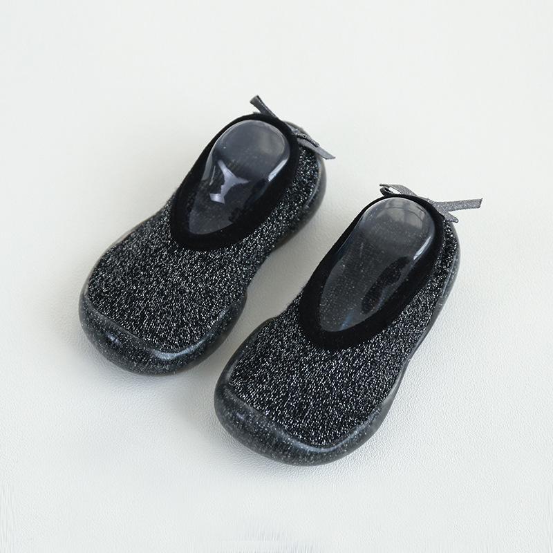 Primavera, verano y otoño zapatos de piso de bebé y Calcetines antideslizantes de fondo suave zapatos de niño peinados de algodón de silicona boca baja calcetines de los niños zapatos de desgaste exterior